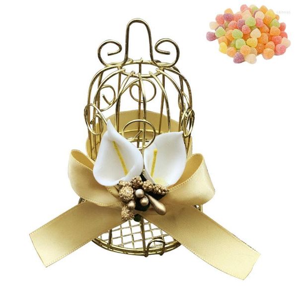 Confezione regalo Scatole per bomboniere per matrimoni Gabbia per uccelli Contenitori per caramelle dorate Anniversario Festival Compleanno San Valentino Da