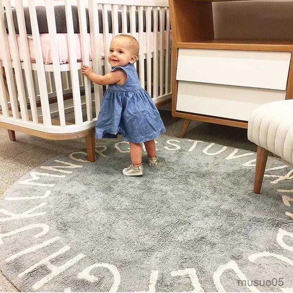 Playmats Letters Rug Round Cotton Mat Soft Pink Rugs Pet Game Play Area Carpet Kids Bedroom Dekoratives Baby-Fotografie-Zubehör