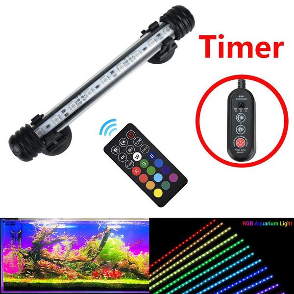 Iluminações luz do aquário temporizador led à prova dwaterproof água luz do tanque de peixes subaquático lâmpada aquários decoração iluminação planta lâmpada 1858cm 110240v