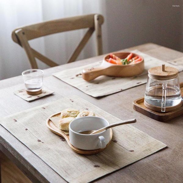 Tapetes de mesa Japão estilo zakka camadas duplas de camadas de água linho utensílios de mesa de mesa de mesa de jantar placemtas decorativo retângulo quadrado