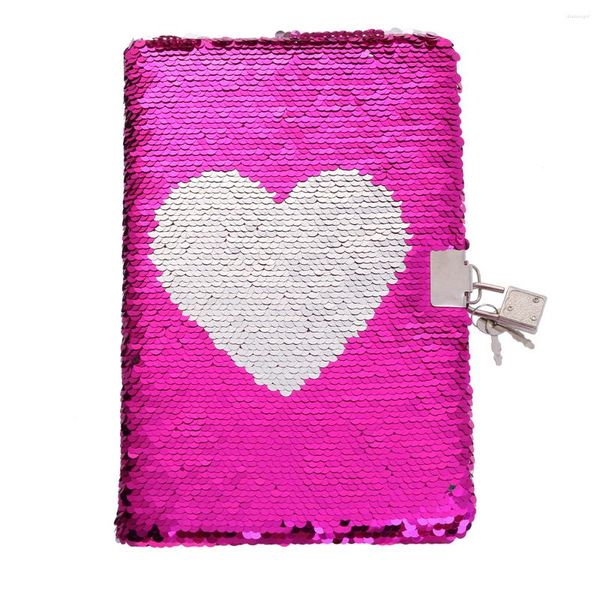 Diario privato Love Heart Notebook Cuadernos Libri reversibili Diario segreto con paillettes