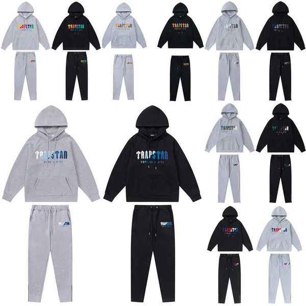 Designer-Kleidung Herren-Sweatshirts Hoodie American Trendy Trapstar Colorful Gradient Handtuch bestickt mit Kapuze Samtpullover Hosen Frühling Herren Damen Set