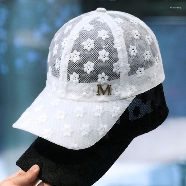 Ball Caps 2023 Sommer Spitze Hut Baumwolle Baseballmütze Frauen Atmungsaktives Mesh Mädchen Hip Hop Mode Milliner Einstellbar