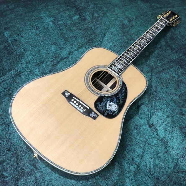 Akustik Gitar 6strings Spruce Panel Gül Ahşap Klavye R EAL Abalone Destek Özelleştirme Freeshipping