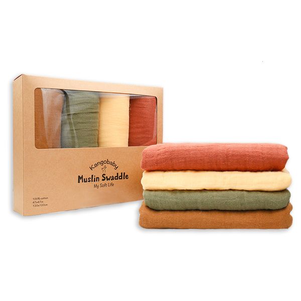 Cobertores Swaddlling Bamboo Cotton Muslin Swaddle Born 4pack Soft Baby Recebendo Bobertor Infantil Infantil envolve