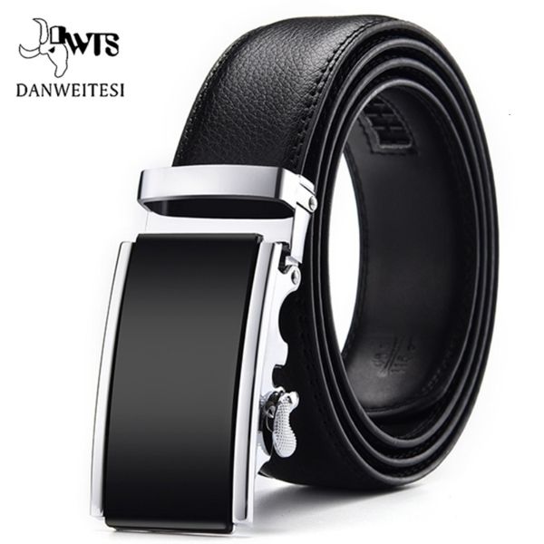 Cintos dwts homens cinturam cinto de couro genuíno masculino cindure cintos de tira para homens fivela automática cinturões masculinos pretos Cummerbunds Cinturon Hombre 230506