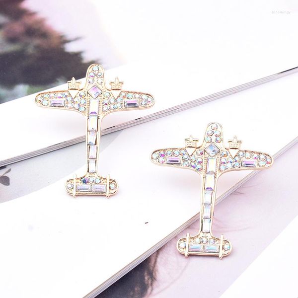 Brincos de garanhão estilo Rhinestone Gold Color Cartoon Airplane for Women Retro Geométrico Coreano Glamour Jewelry Party Gifts