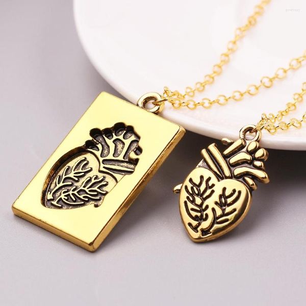 Anhänger Halsketten 2 PC / Set Puzzle Schmuck Paar Collares Anatomisches Herz Halskette Frauen Valentinstag Geschenk Menschliche Organkette