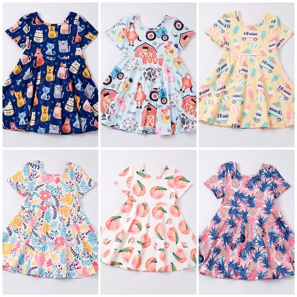 Mädchenkleider Girlymax Frühling Sommer Ostern Baby Mädchen Chlidren Kinderkleidung Milchseide Blumen Twirl Kleid Knielang Langarm 230506