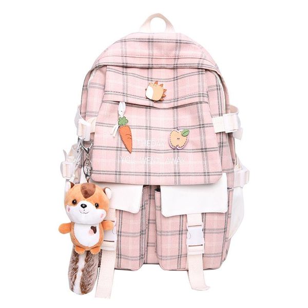 Evening Bags Large-capacity Korean Cute Girl Backpack Female Student School Bag Japanese Canvas College Style Pattern Travel