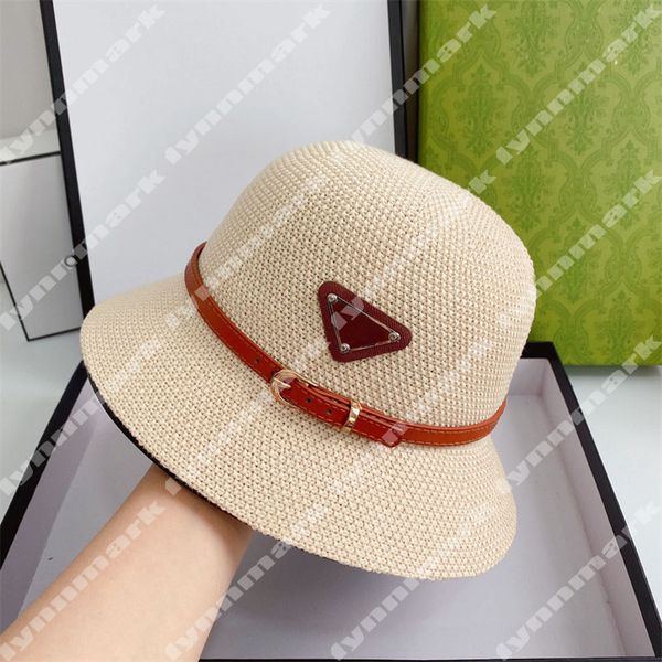 Stroh Flachs Designer Casquette Mode Hüte mit breiter Krempe Luxusmarke Gürtelschnalle Cap Frau Sommer Sonnenhut Casual Fitted Caps