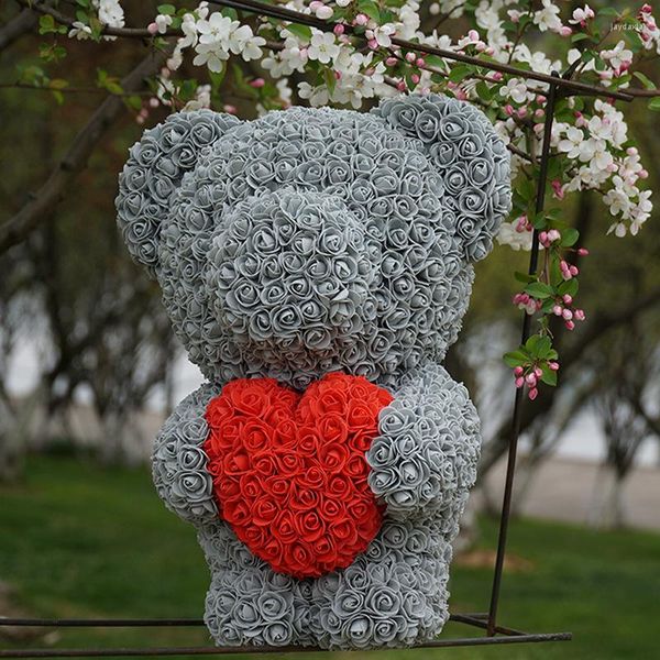 Flores decorativas Presente dos namorados 38 cm Romantic Rose Dog para namorada de casamento Creative DIY Creative Present Without Box