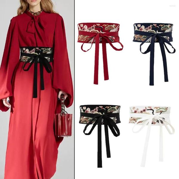 Cintos 2023 Mulheres chinesas Bordadas tradicionais de bordado hanfu cinto japonês quimono yukata cós larga cós