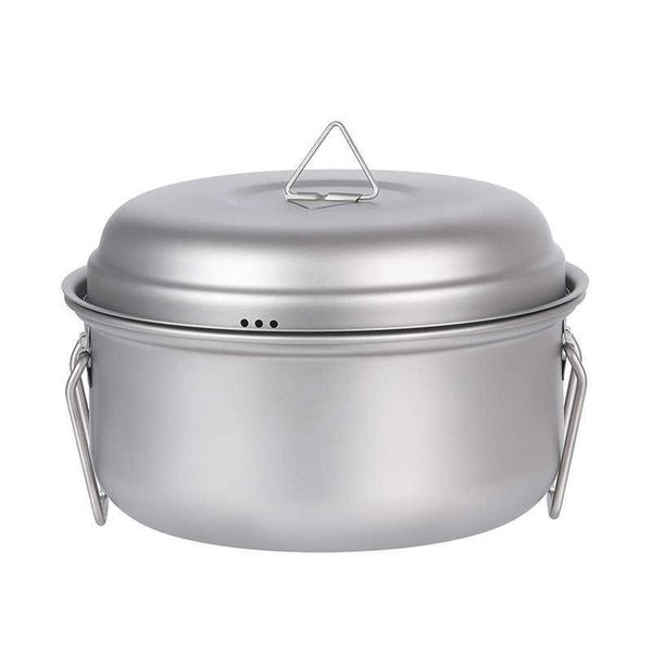 Cozinha de acampamento puro a vapor de titânio a vapor de mesa ao ar livre Piquennic piquenique acampamento portátil grande 2l panela de panela P230506