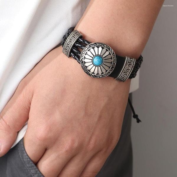 Charm Bracelets Vintage Lederarmband Herren Retro Holzperlen Ethnic Tribal Armband Seil Schmuck Liebhaber Geschenk Großhandel