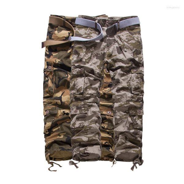 Calças masculinas Men Primavera Autumn lavagem de múltiplos bolsos de camuflagem macacão algodão uniforme militar carga folgada carga