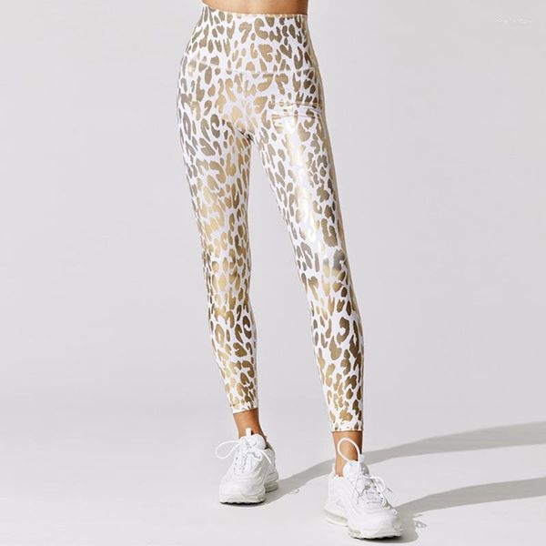 Pantaloni attivi Collant da donna Fitness Corsa Yoga Stampa leopardata Vita alta Leggins sportivi Push Up Energy Gym Workout Leggings in pelle