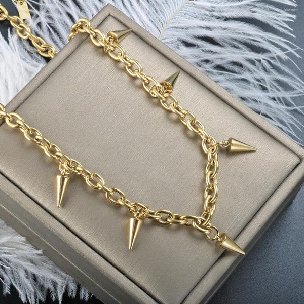 Ketten Hip Hop Niet Anhänger Edelstahl Kette Halskette Halsband Für Frauen Damen Männer Vergoldet Mode Party Tanzen Schmuck Geschenk