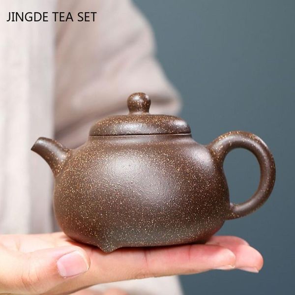 Чайная подлинная чайная чайная горшка китайская мастер -мастер -ручная рука фиолетовая глиня