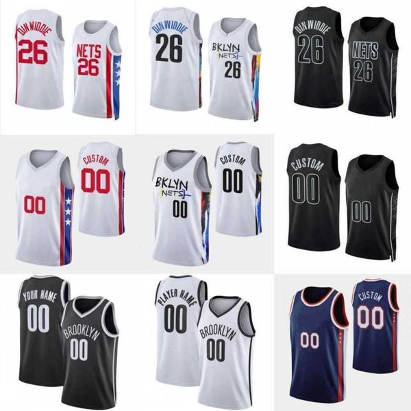 Custom 2023 New Season Printed Basketball Jerseys 10 Ben 26 Spencer Simmons Dinwiddie 25 Mikal Bridges 24 Cam Thomas 28 Dorian Finney-Smith 20 Day'Ron Sharpe 6 Patch