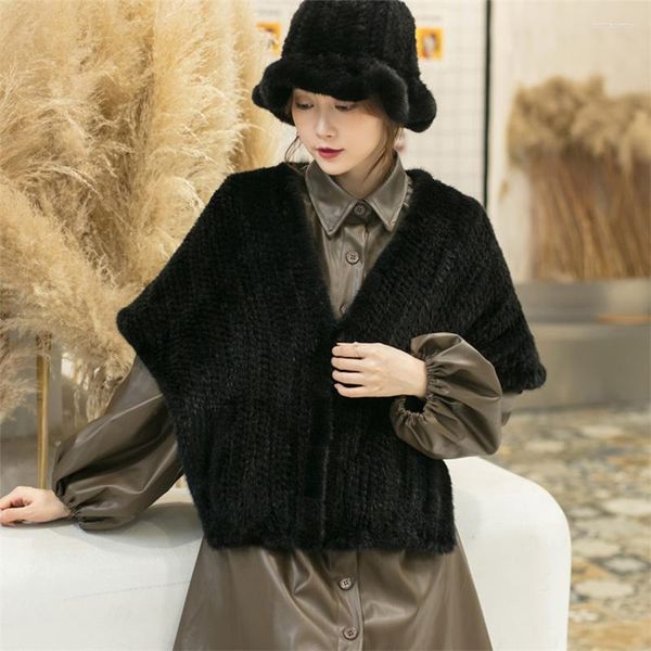 Schals 2023 Damen Pelzschal Russischer Winter Natürlicher Nerz Gewebter Warmer Schal Bankett Luxus Real Fashion Soft