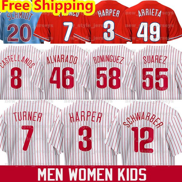 Harper Baseballtrikots Trea Turner Zack Wheeler Nick Castellanos Ranger Suarez Rhys Hoskins Phillies Kyle Schwarber Bryson Stott Aaron Nola J.T. Realmuto