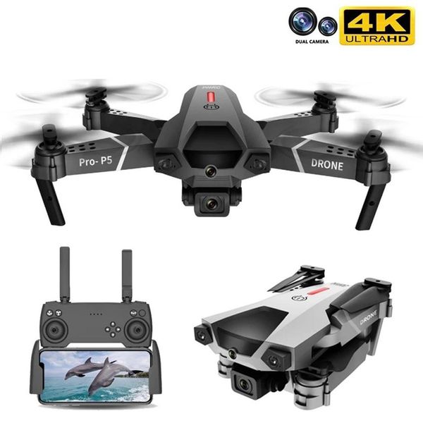 P5 Drone 4K Aircraft Dual Camera Photografia Professionista Aerial Infrad Infrared Evita di Evitamento del Quadcopter RC Toys Flying Toys Pro-P5 vs S70 E88