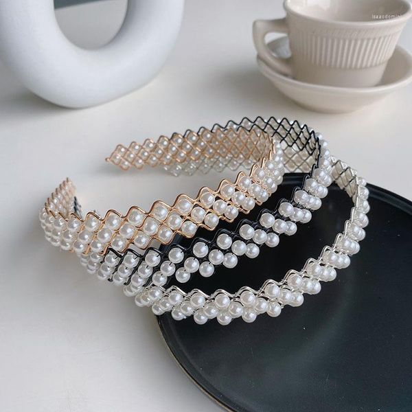 Haarspangen Europa Perlen Perlen Schwarz/Gold/Silber Farbe Frauen Stirnband Twisted Braided Wave Thin Side Bundle Wash Zubehör