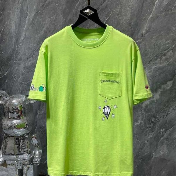 Erkek Tişörtleri Chrome // Kalp T-Shirts Springsummer Tasarımcı Yeni Kişiselleştirilmiş Baskı Yeşil Gözleri Gülümseyen Yüz Kısa Kollu Tshirt Unisex
