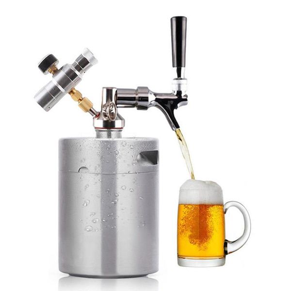 Fazendo o dispensador de barril de cerveja de cerveja homebrew com 2L de barril de aço inoxidável Tap ajustável para a mini acessórios de cerveja de cerveja artesanal