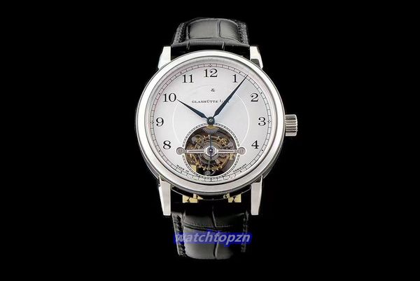 2023 1815 AISA Tourbillon Uhrwerk mit Handkette Retro-Stil Platin gefertigtes italienisches importiertes Kalbslederarmband Silberzifferblatt Arabische Ziffernskala 41 mm Herrenuhren