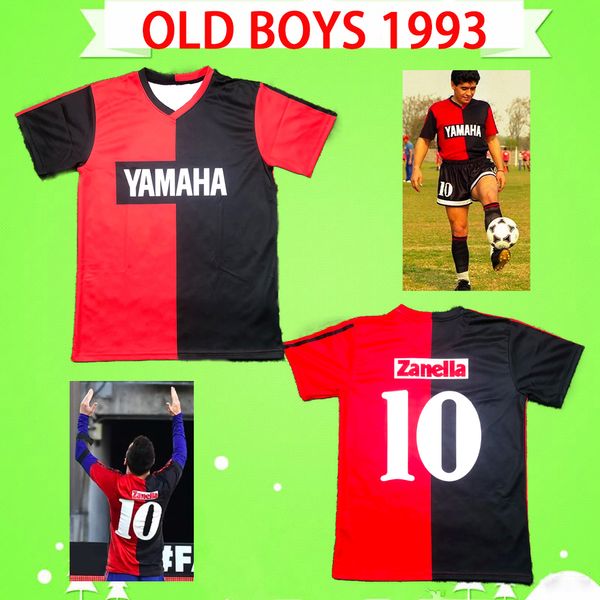 # 10 MARADONA 1993 NEWELLS OLD BOYS RETRO SOCCER JERSEY maglia da calcio vintage MENS commemora la Camiseta de futbol classica Maillot de foot home rossa e nera