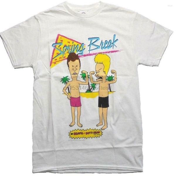 Camisetas masculinas Beavis e Butthead Spring Break Tee de manga curta Camisa de hip hop top hipster