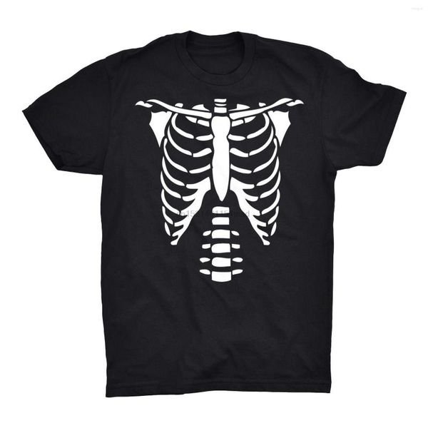 T-shirt da uomo Camicia petto scheletro Gabbia toracica Costole teschio Costume di Halloween T-shirt divertenti spaventose spettrali Stile estivo Moda