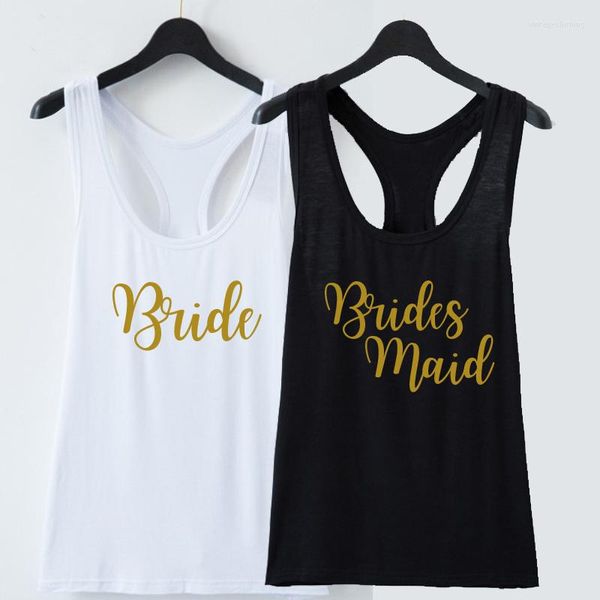 Serbatoi da donna Bride Bridesmaid Maid of Honor Bachelorette Party Bridal Squad Squad Shirts Camisetas Shirts Sexy Sleeveless Ladies Tops