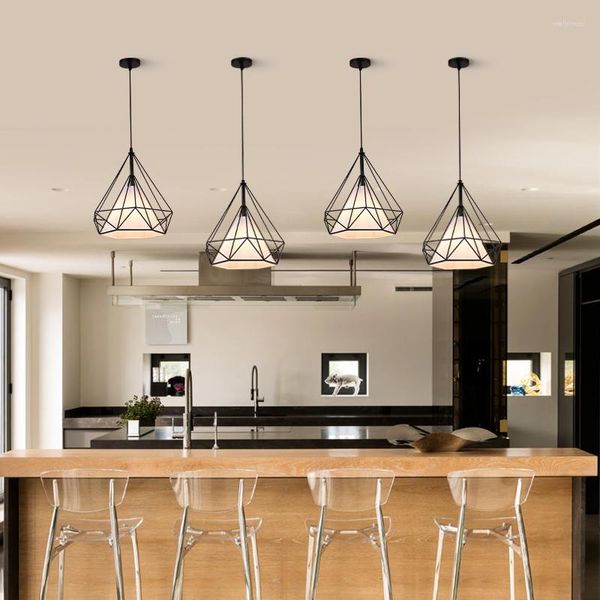 Pendelleuchten Rautenform Luster Lights Home Kitchen Decor Esszimmer Hanglamp Bar Restaurant Retro Industrial Luminaire Suspension