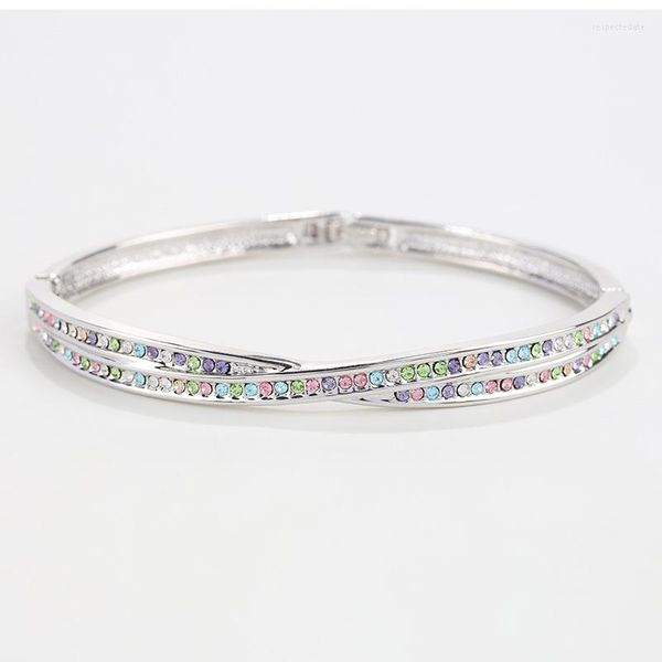 Bracciale BN-00075 Designer per donna Articoli sfusi di lusso Gioielli in argento placcato all'ingrosso Bracciale con strass incrociati da donna