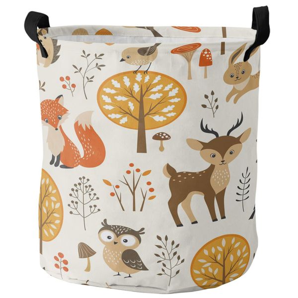 Organisation Forest Animal Woods Owl Fuchs Hirsch schmutziger Wäschekorb faltbare wasserdichte Heimatorgorb Kleidung Kinder Spielzeug Aufbewahrungskorb