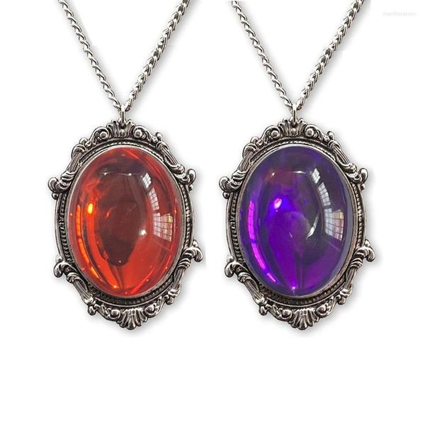 Colares pendentes Colar gótico de vampiro cameo para mulheres homem misterioso jóias de bruxa acessórios presentes Demon Crystal Purple Vintage Charker