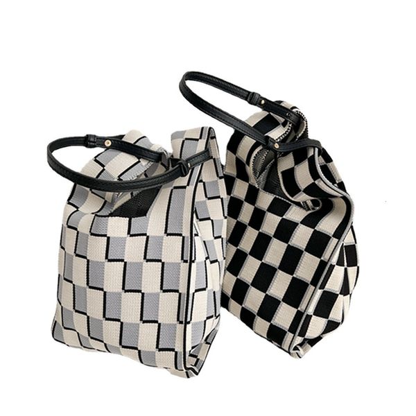 Bolsa de compras grils adorável malha de malha pequena geometria Plaind padrão bolso bolso de bolso 230506