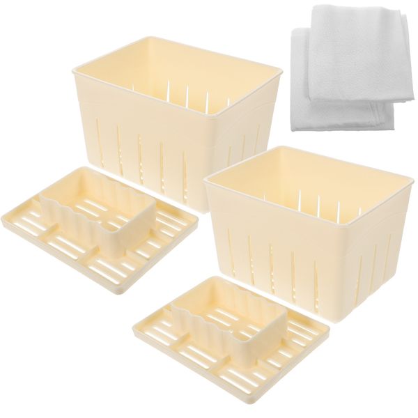 Fromagerie Tofu Press & Strainer Kit - Curd Maker, Cheese Mold & Draining Cloth - Wood Tray - Easy Paneer & Cottage Cheese Pressing.