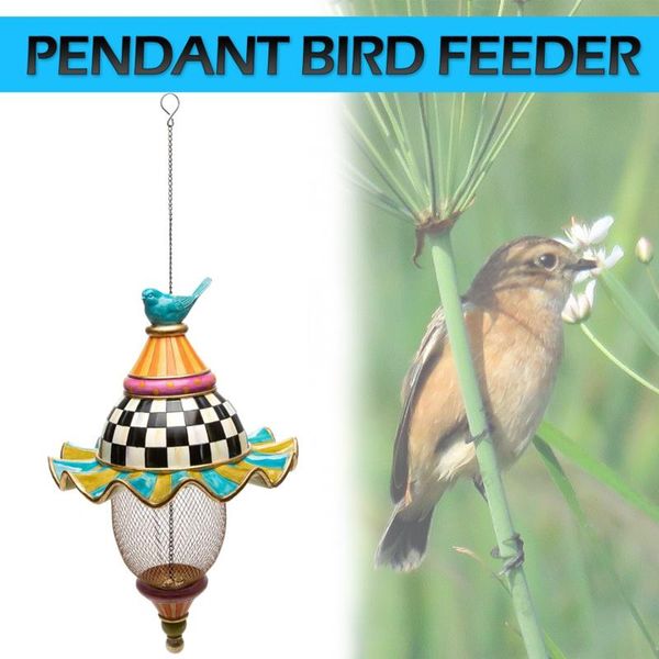 Alimentador de pássaros de metal, 1 peça, padrão criativo, decoração suspensa, jardim, quintal, janela, papagaio, pingente de alimentação, decoração