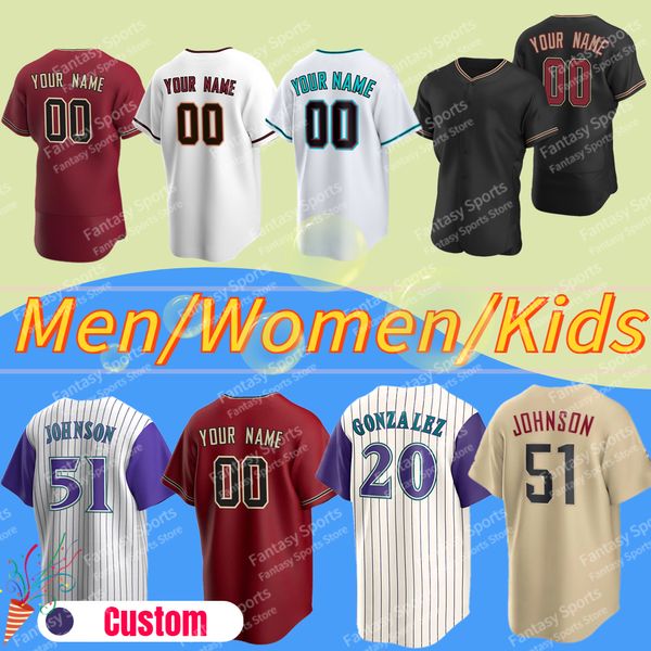 51 Maglia da baseball Randy Johnson 23 Zac Gallen 53 Christian Walker Mantiply Madison Bumgarner Josh Rojas Nick Ahmed Mark Melancon Evan Longoria Smith Rojas Custom