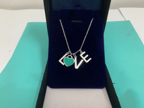 colares de amor da cadeia azul para meninas adolescentes mulheres designer de jóias finezes de jóias de diamante de ouro de 18k Fashion Fashion Party Presentes de casamento de casamento de aniversário de aniversário legal