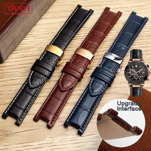 Assista Bandas Top Camada Cahide Pulseira de couro genuíno para GC 22*13mm 20*11mm de relógio entalhado Strap Senior Watchbandwatches Band parafuso de banda 230506