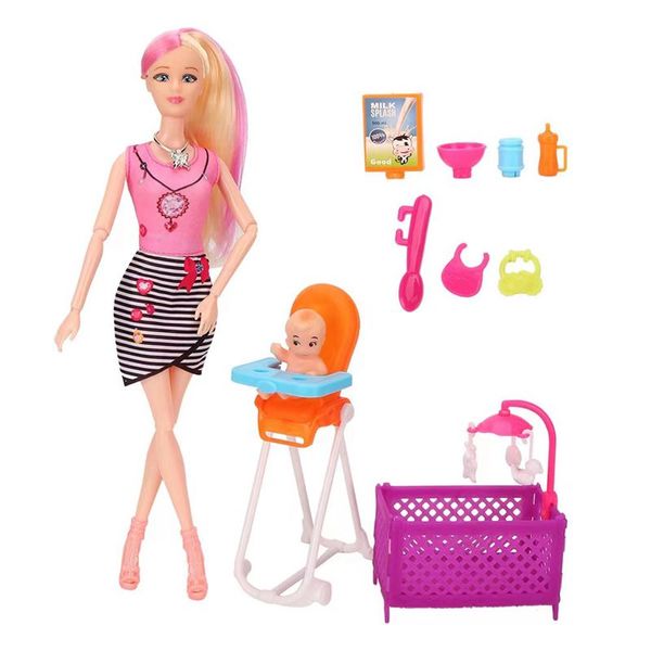 Kits de alimentação kawaii define Kids Toys Toys Miniature Dollhouse Figures Dolls de bebê para Barbie Diy Finger Play Children Game