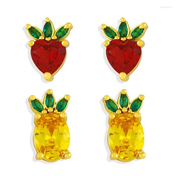 Orecchini a lobo FLOLA Frutta di cristallo Ananas per le donne Bambini Carina carota Cubic Zirconia Regali di gioielli all'ingrosso Ersx01