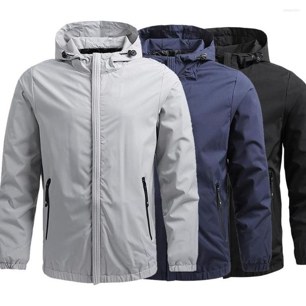 Herren Jacken Kapuzenjacke Herren Outdoor Windjacke Wasserdicht Taktisch Frühling Herbst Reisen Dünner Mantel Lässig Koreanisch Einfarbig