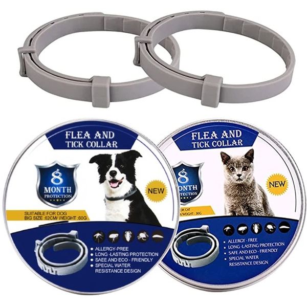 Floh- und Zeckenentferner-Halsband für Haustiere, Katzen, Hunde, Anti-Parasiten-Halskette, verstellbares Anti-Floh-Hundehalsband für Welpen, Katzen, große Hundeprodukte