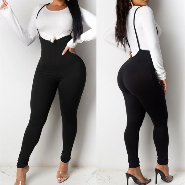 Kadın Tulumları Torullar 2023 Kadınlar Bahar Sonbahar Katı Siyah Playsuit Lady Sexy Bodycon Strengy tulum pantolon pantolonlar sokak kıyafetleri